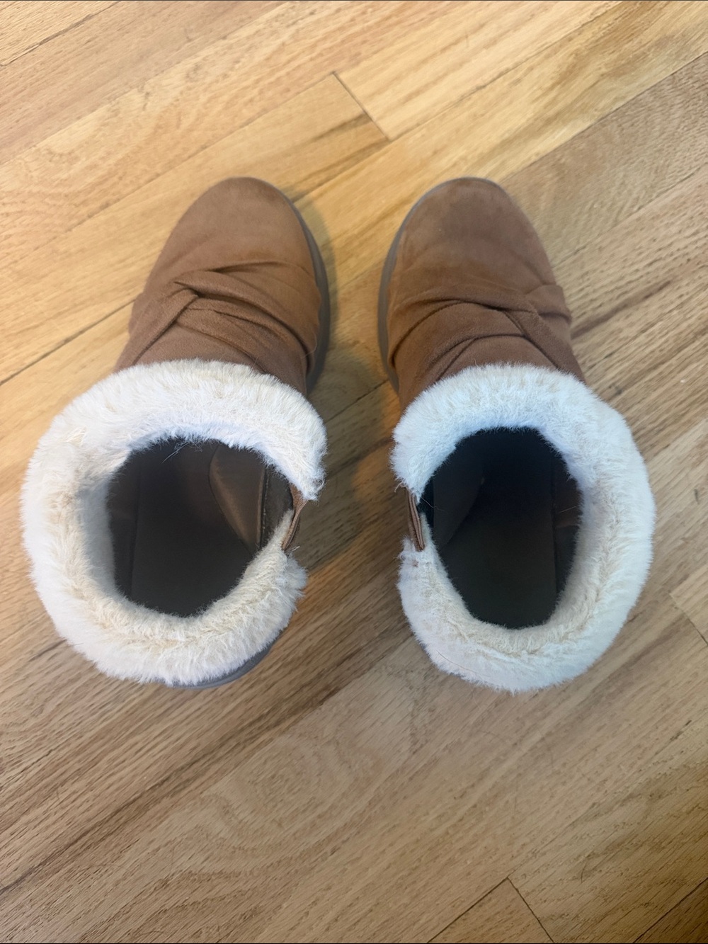 Bzees Brown Faux-Suede Fur-Lined Ankle Boots